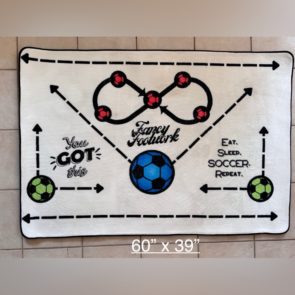 Soccer Themed Practice Rug with Motivational Quotes